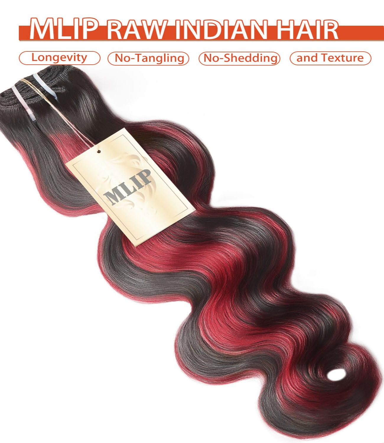 MLIP Raw Indian Human Hair Body Wave Single Bundles, 3X Longer Lifespan,100% Unprocessed Raw Hair, No Tangle & Shedding, Silky Soft After Multiple Washes, P1B99J Color