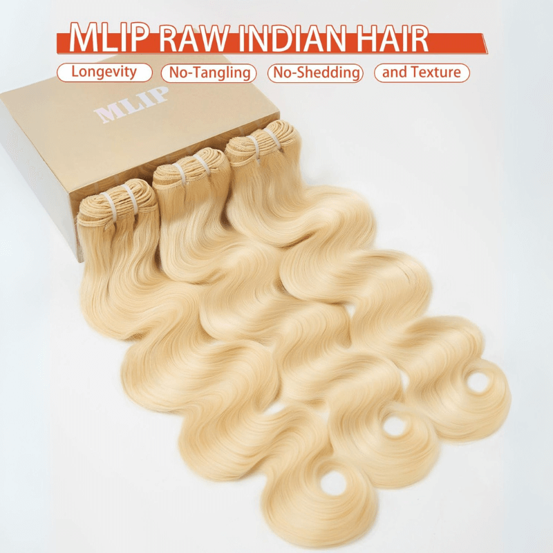 MLIP Raw 15A Indian Hair Natural Black Brown Highlight Body Wave 100% Virgin Hair Bundles