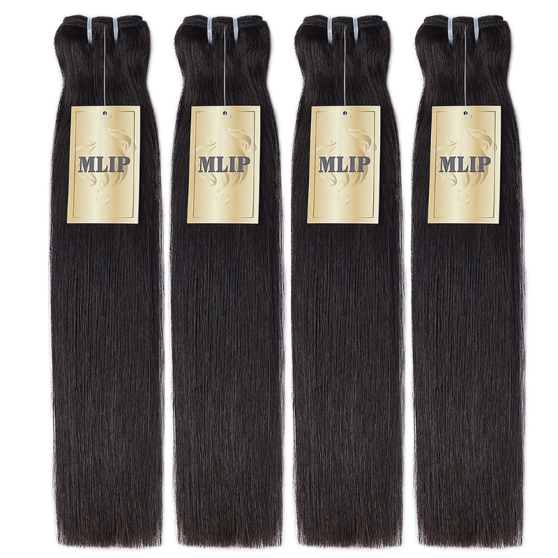 MLIP 4 Bundles Raw 15A Indian Hair Natural Black Highlight Brown Straight 100% Virgin Hair Bundles