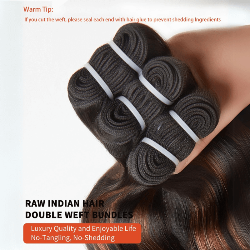 MLIP Raw 15A Indian Hair Natural Black Brown Highlight Body Wave 100% Virgin Hair Bundles
