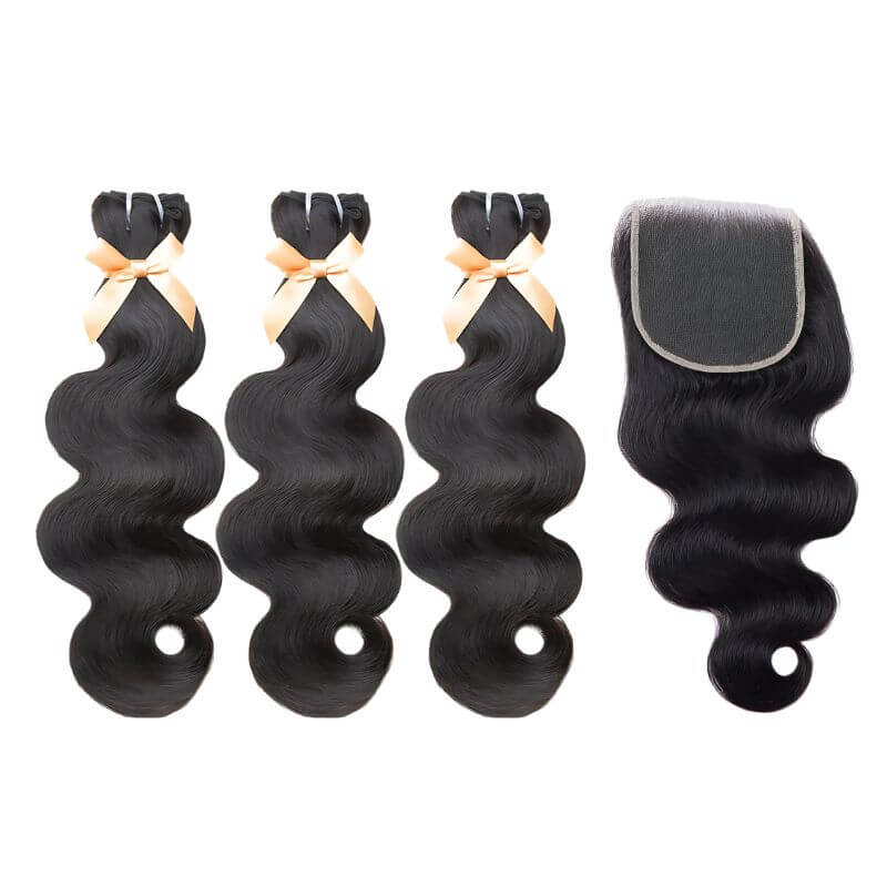 MLIP 5x5/13x6 HD Lace Frontal With 3 Bundles Natural Black Body Wave 100% Raw Hair Bundles