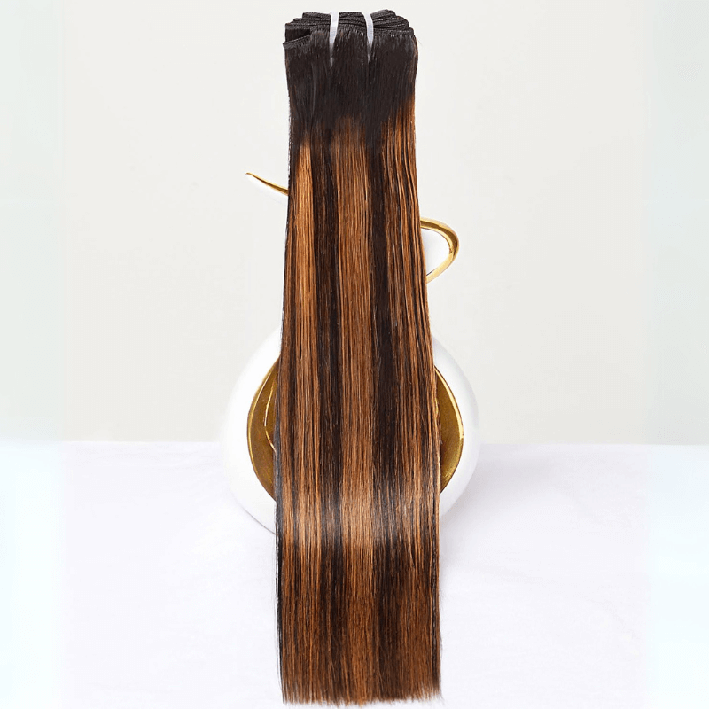 MLIP 4 Bundles Raw 15A Indian Hair Natural Black Highlight Brown Straight 100% Virgin Hair Bundles