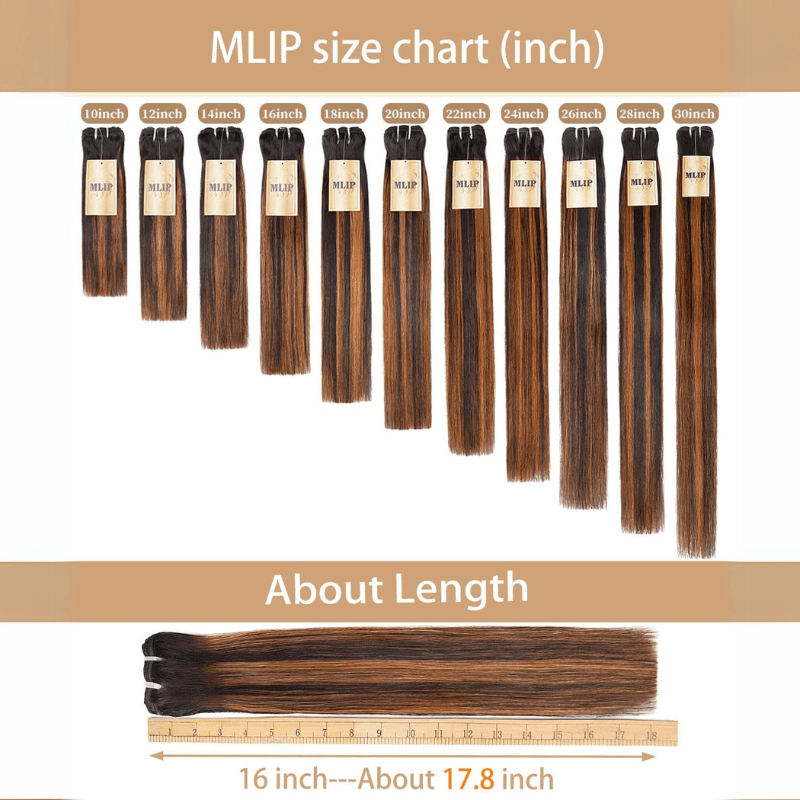 MLIP 4 Bundles Raw 15A Indian Hair Natural Black Highlight Brown Straight 100% Virgin Hair Bundles