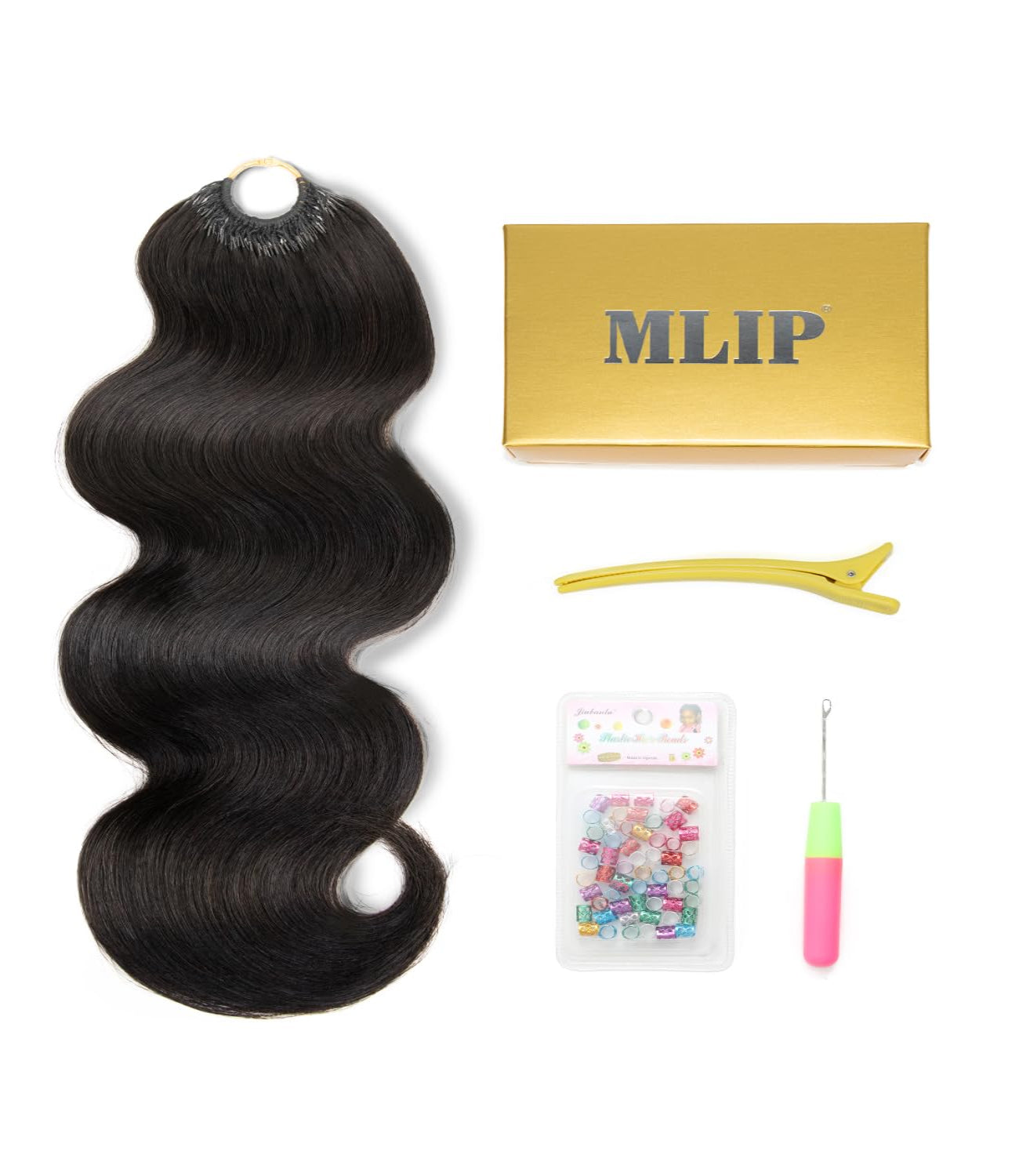 MLIP Crochet Hair for Black Women, Feather Crochet Human Hair, Burmese Body Wave, Knotless Pre-Separated, Quick Install Protective Style, Lightweight Tangle-Free Reusable Natural Black