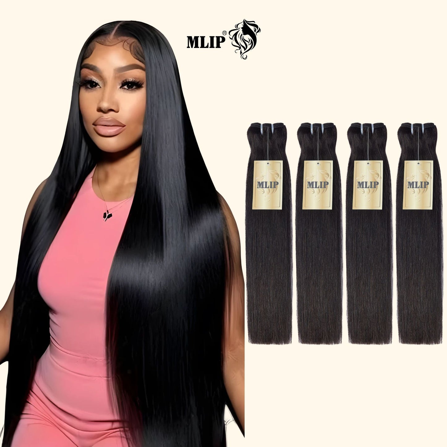 MLIP 4 Bundles Raw 15A Indian Hair Natural Black Highlight Brown Straight 100% Virgin Hair Bundles