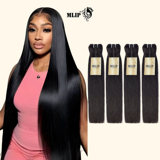 MLIP 4 Bundles Raw 15A Indian Hair Natural Black Highlight Brown Straight 100% Virgin Hair Bundles