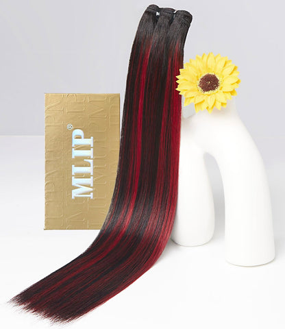 mlip Raw Indian Hair Bundle Straight, Enhanced Quality Bundle, 18A Virgin Hair, No Tangle Shedding, Triple the Lifespan, Keep Texture Silky Soft After Multiple Washes, 1B99J Color