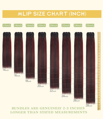mlip Raw Indian Hair Bundle Straight, Enhanced Quality Bundle, 18A Virgin Hair, No Tangle Shedding, Triple the Lifespan, Keep Texture Silky Soft After Multiple Washes, 1B99J Color