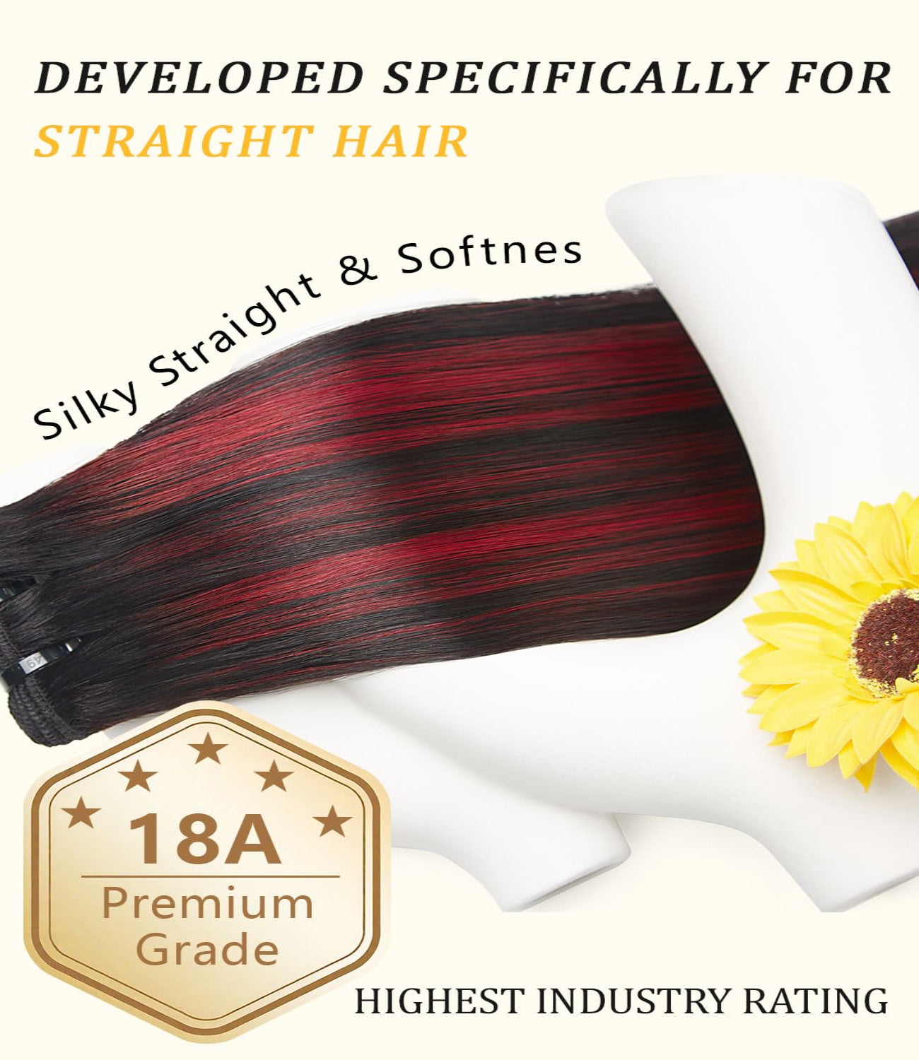 mlip Raw Indian Hair Bundle Straight, Enhanced Quality Bundle, 18A Virgin Hair, No Tangle Shedding, Triple the Lifespan, Keep Texture Silky Soft After Multiple Washes, 1B99J Color