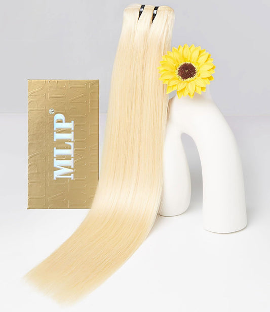 mlip Raw Indian Hair Bundle Straight, Enhanced Quality Bundle, 18A Virgin Hair, No Tangle Shedding, Triple the Lifespan, Keep Texture Silky Soft After Multiple Washes, 613 Color