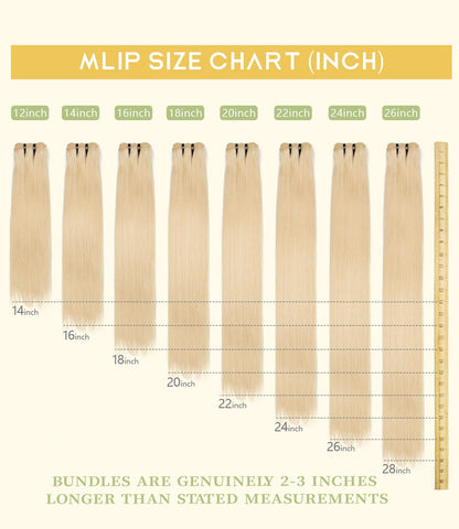 mlip Raw Indian Hair Bundle Straight, Enhanced Quality Bundle, 18A Virgin Hair, No Tangle Shedding, Triple the Lifespan, Keep Texture Silky Soft After Multiple Washes, 613 Color