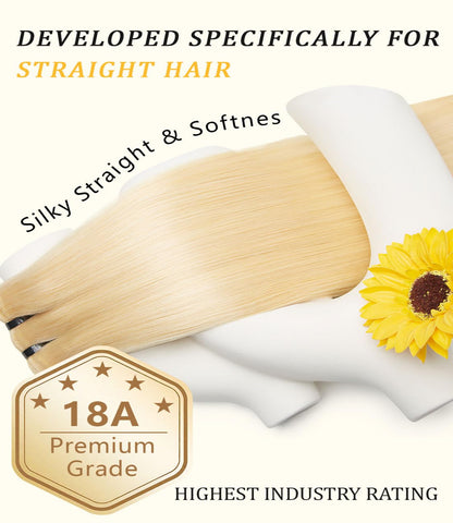 mlip Raw Indian Hair Bundle Straight, Enhanced Quality Bundle, 18A Virgin Hair, No Tangle Shedding, Triple the Lifespan, Keep Texture Silky Soft After Multiple Washes, 613 Color