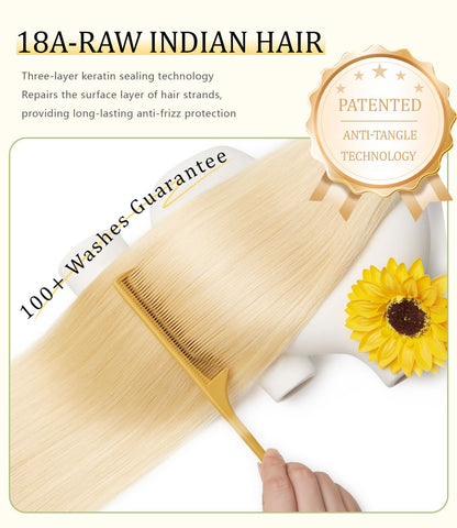 mlip Raw Indian Hair Bundle Straight, Enhanced Quality Bundle, 18A Virgin Hair, No Tangle Shedding, Triple the Lifespan, Keep Texture Silky Soft After Multiple Washes, 613 Color