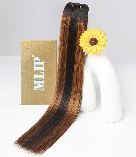 mlip Raw Indian Hair Bundle Straight, Enhanced Quality Bundle, 18A Virgin Hair, No Tangle Shedding, Triple the Lifespan, Keep Texture Silky Soft After Multiple Washes, Highlight Color