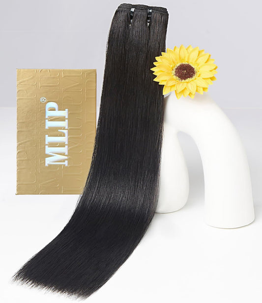 mlip Raw Indian Hair Bundle Straight, Enhanced Quality Bundle, 18A Virgin Hair, No Tangle Shedding, Triple the Lifespan, Keep Texture Silky Soft After Multiple Washes, Natural Color