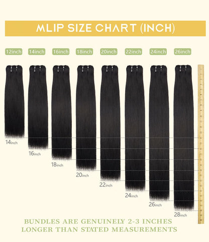 mlip Raw Indian Hair Bundle Straight, Enhanced Quality Bundle, 18A Virgin Hair, No Tangle Shedding, Triple the Lifespan, Keep Texture Silky Soft After Multiple Washes, Natural Color