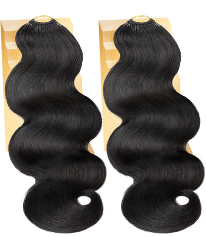 MLIP Crochet Hair for Black Women, Feather Crochet Human Hair, Burmese Body Wave, Knotless Pre-Separated, Quick Install Protective Style, Lightweight Tangle-Free Reusable Natural Black