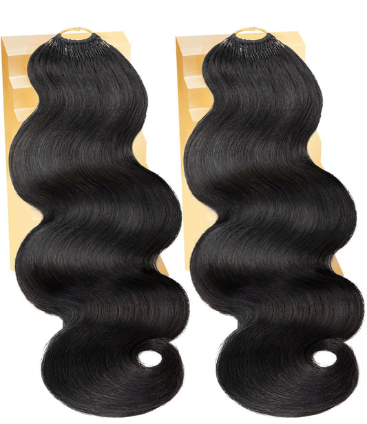 MLIP Crochet Hair for Black Women, Feather Crochet Human Hair, Burmese Body Wave, Knotless Pre-Separated, Quick Install Protective Style, Lightweight Tangle-Free Reusable Natural Black