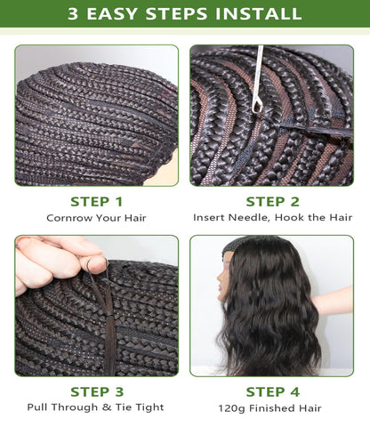 MLIP Crochet Hair for Black Women, Feather Crochet Human Hair, Burmese Body Wave, Knotless Pre-Separated, Quick Install Protective Style, Lightweight Tangle-Free Reusable Natural Black