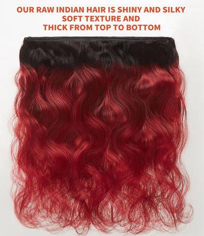 MLIP Raw Indian Human Hair Body Wave Bundles, 3X Longer Lifespan,100% Unprocessed Raw Hair, No Tangle & Shedding, Silky Soft After Multiple Washes, 1B99J Color