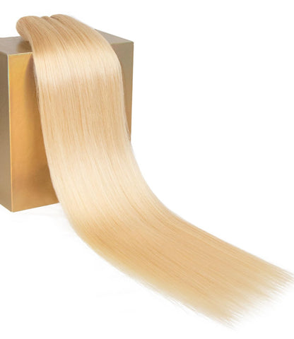 MLIP Raw Bundles Human Hair Straight, No Tangle Shedding, Keep Texture Silky Soft After Multiple Washes, 16A Raw Indian Hair Bundles, 3X Longer Lifespan Blonde Color