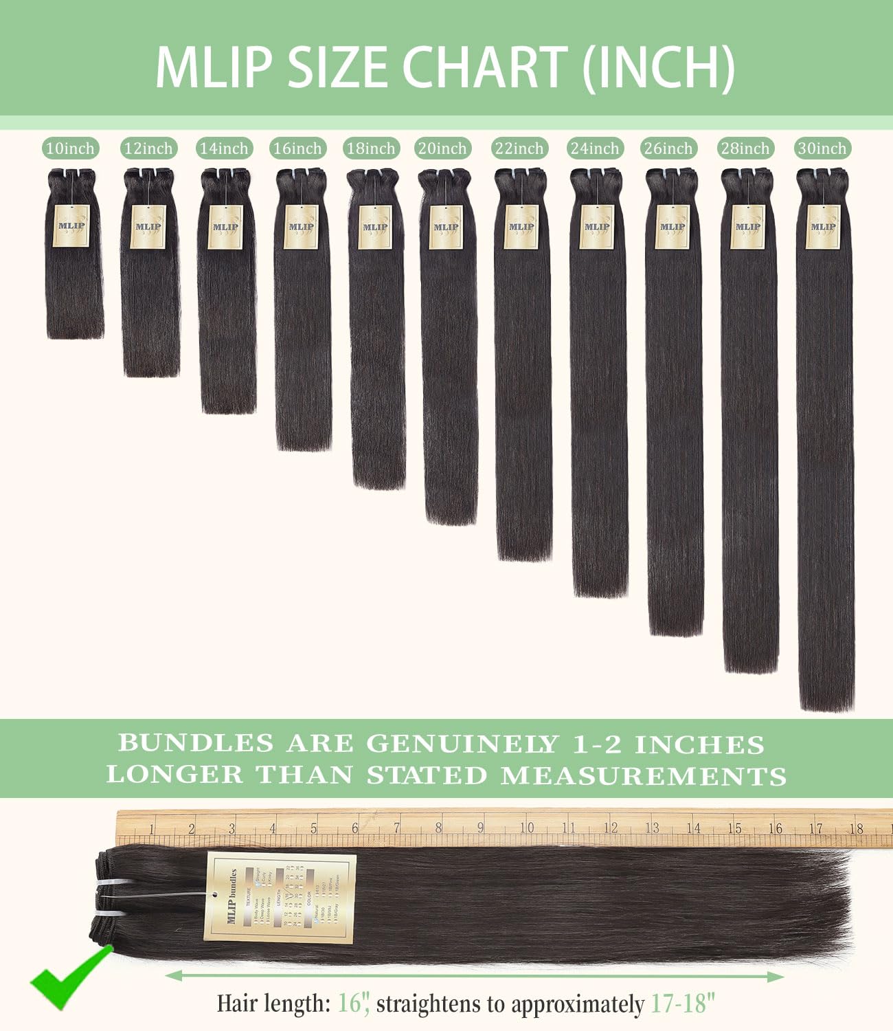 MLIP Raw Bundles Human Hair Straight, No Tangle Shedding, Keep Texture Silky Soft After Multiple Washes, 16A Raw Indian Hair Bundles, Triple Lifespan 3X