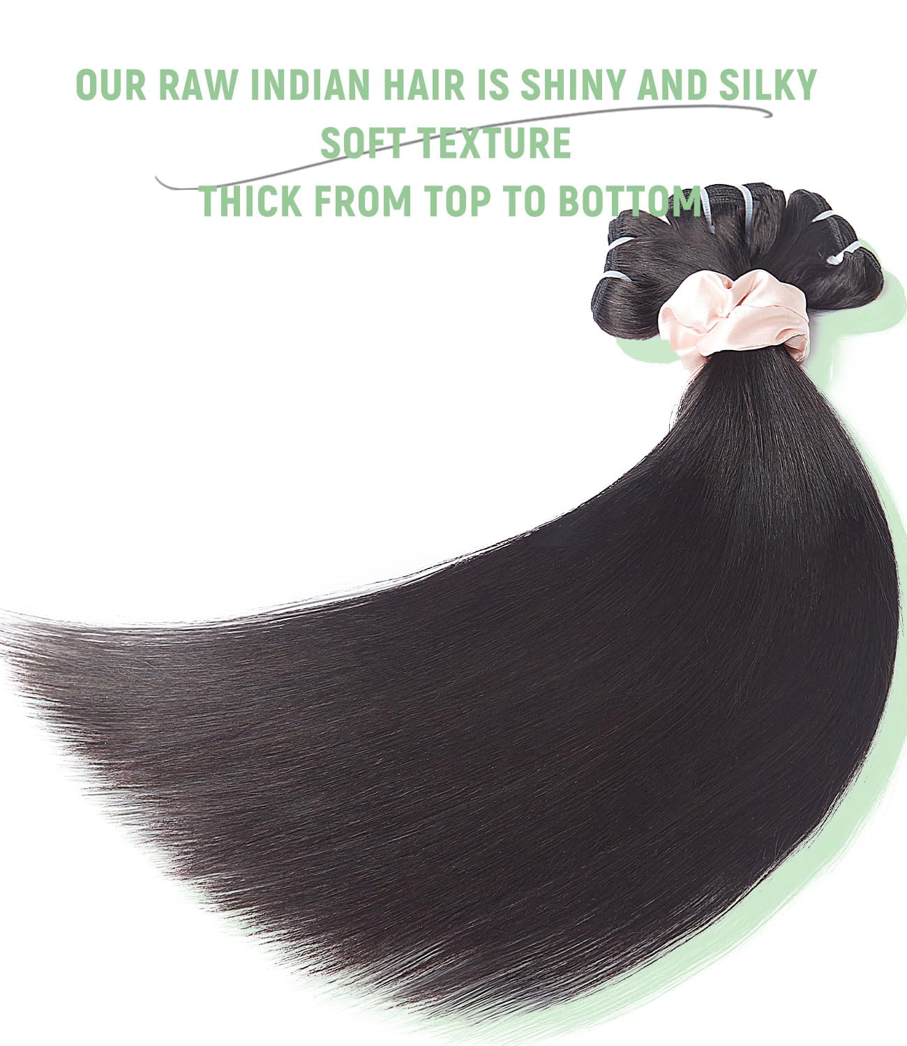 MLIP Raw Bundles Human Hair Straight, No Tangle Shedding, Keep Texture Silky Soft After Multiple Washes, 16A Raw Indian Hair Bundles, Triple Lifespan 3X