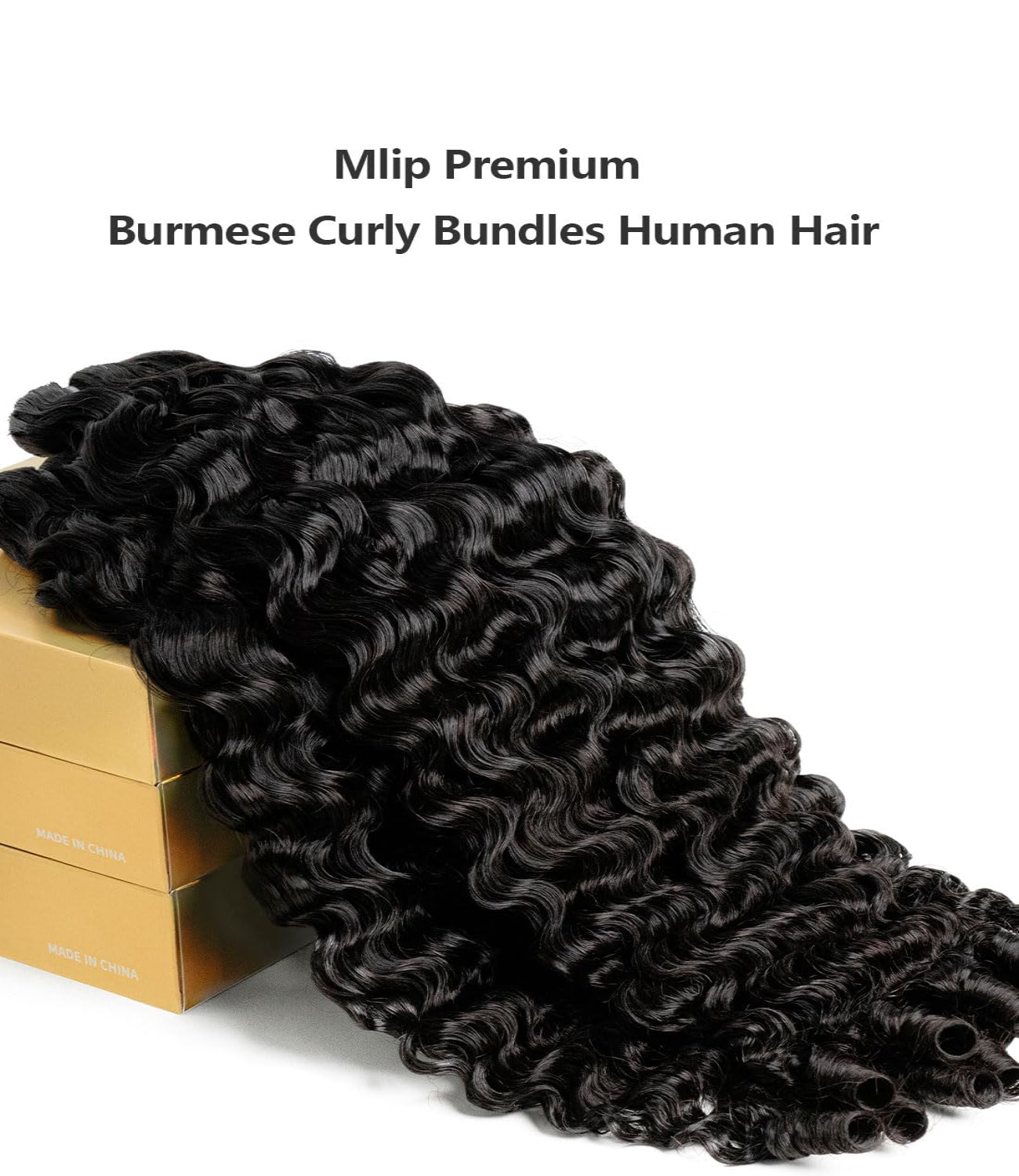 Mlip Premium Burmese Curly Bundles Human Hair Natural Black - 100% Raw Virgin Hair, 3X More Durable & Tangle-Free for Women Sew-In Weaves | Luxury Hair Solutions