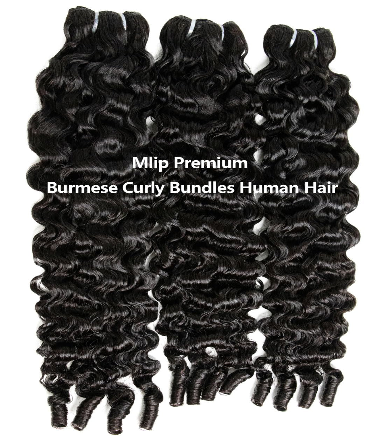 Mlip Premium Burmese Curly Bundles Human Hair Natural Black - 100% Raw Virgin Hair, 3X More Durable & Tangle-Free for Women Sew-In Weaves | Luxury Hair Solutions