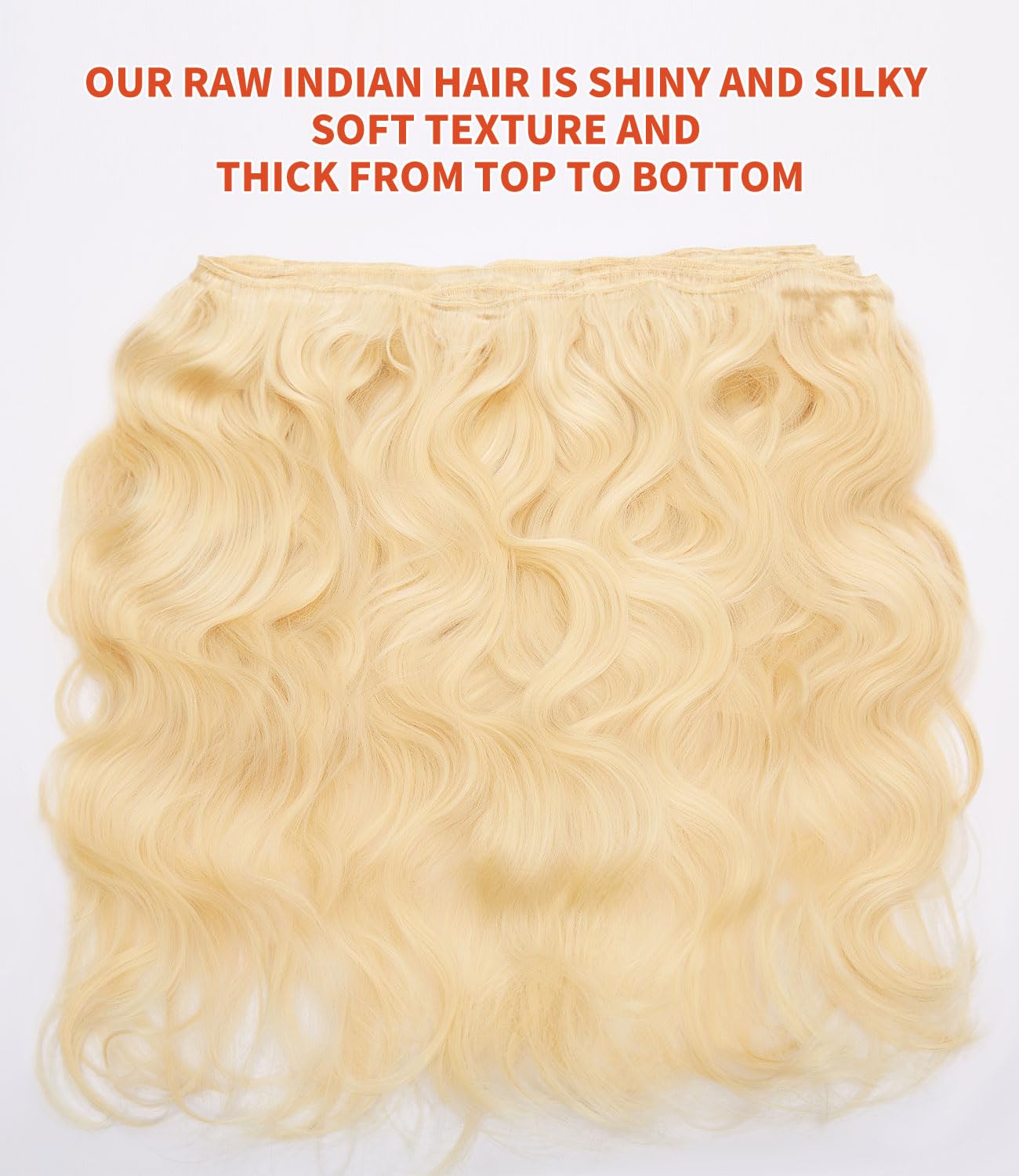 MLIP Raw Indian Human Hair Body Wave Bundles 3X Longer Lifespan 100% Unprocessed Raw Hair No Tangle & Shedding Silky Soft After Multiple Washes 613 Color