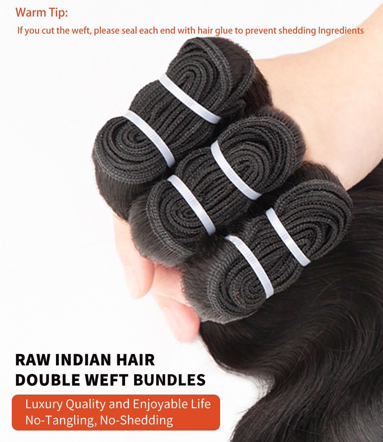 MLIP Raw Indian Human Hair Body Wave 3 Bundles 3X Longer Lifespan 100% Unprocessed Raw Hair No Tangle & Shedding Silky Soft After Multiple Washes Natural Color 16 18 20 Inches