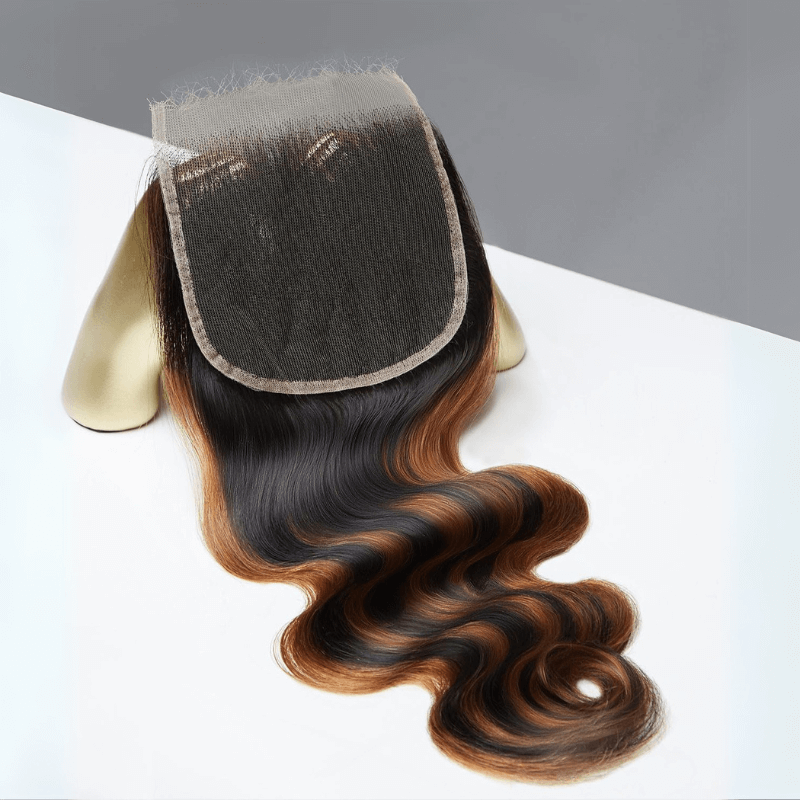 MLIP 5x5/13x6 HD Lace Frontal With 3 Bundles Black Brown Highlight Body Wave 100% Raw Hair Bundles