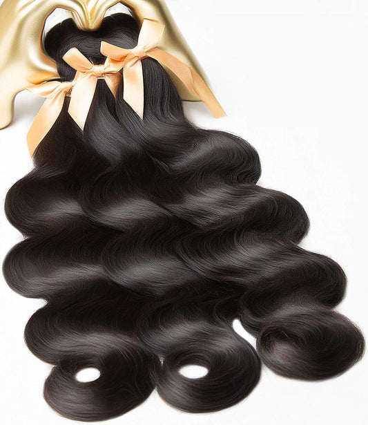 MLIP 4 Bundles Raw 15A Indian Hair 3 Natural Black With 1 Brown Highlight Body Wave 100% Virgin Hair Bundles