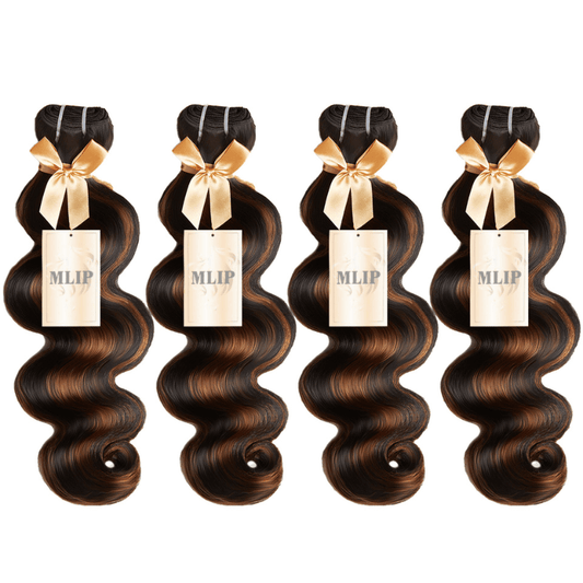 MLIP 4 Bundles Raw 15A Indian Hair Natural Black Brown Highlight 613 Blonde Body Wave 100% Virgin Hair Blundes