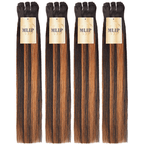 MLIP 4 Bundles Raw 15A Indian Hair Natural Black Highlight Brown Straight 100% Virgin Hair Bundles