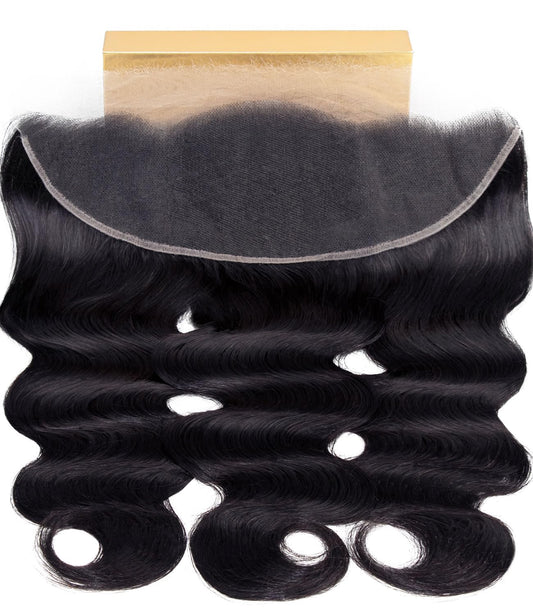 Mlip 13x4 HD Lace Frontal Body Wave, 0.10mm Ultra Thin Invisible Swiss Lace, Skinlike Real HD Lace Melt into Skin Perfectly, Pre-plucked Natural Hairline, Raw Indian Human Hair Natural Color