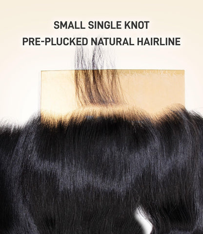 Mlip 13x4 HD Lace Frontal Body Wave, 0.10mm Ultra Thin Invisible Swiss Lace, Skinlike Real HD Lace Melt into Skin Perfectly, Pre-plucked Natural Hairline, Raw Indian Human Hair Natural Color