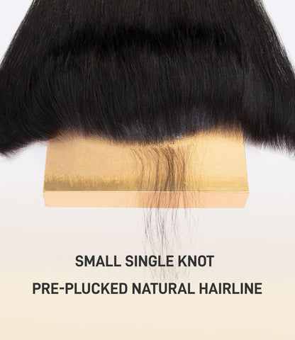 Mlip 13x4 HD Lace Frontal Straight, 0.10mm Ultra Thin Invisible Swiss Lace, Skinlike Real HD Lace Melt into Skin Perfectly, Pre-plucked Natural Hairline, Raw Indian Human Hair Natural Color