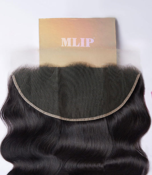 Mlip 13x6 HD Lace Frontal Body Wave, 0.10mm Ultra Thin Invisible Swiss Lace, Skinlike Real HD Lace Melt into Skin Perfectly, Pre-plucked Natural Hairline, Raw Indian Human Hair Natural Color