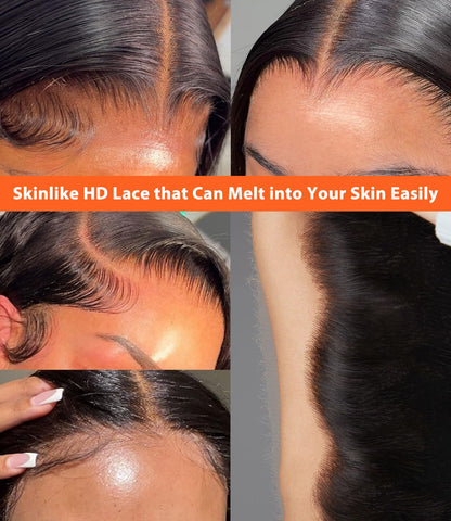 Mlip 2x6 HD Lace Closure Straight, 0.10mm Ultra Thin Invisible Swiss Lace, Skinlike Real HD Lace Melt into Skin Perfectly, Pre-plucked Natural Hairline, Raw Indian Human Hair Natural Color