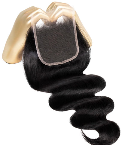 Mlip 4x4 HD Lace Closure Body Wave, 0.10mm Ultra Thin Invisible Swiss Lace, Skinlike Real HD Lace Melt into Skin Perfectly, Pre-plucked Natural Hairline, Raw Indian Human Hair Natural Color