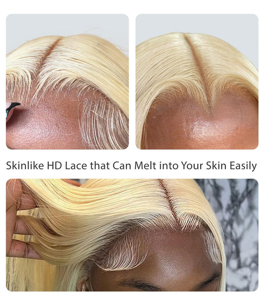 Mlip 5x5 HD Lace Closure Body Wave, 0.10mm Ultra Thin Invisible Swiss Lace, Skinlike Real HD Lace Melt into Skin Perfectly, Pre-plucked Natural Hairline, Raw Indian Human Hair 613 Color