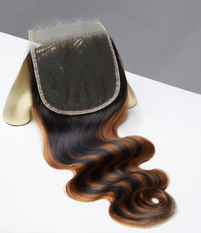 Mlip 5x5 HD Lace Closure Body Wave, 0.10mm Ultra Thin Invisible Swiss Lace, Skinlike Real HD Lace Melt into Skin Perfectly, Pre-plucked Natural Hairline, Raw Indian Human Hair Highlight Color
