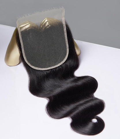 Mlip 5x5 HD Lace Closure Body Wave, 0.10mm Ultra Thin Invisible Swiss Lace, Skinlike Real HD Lace Melt into Skin Perfectly, Pre-plucked Natural Hairline, Raw Indian Human Hair Natural Color
