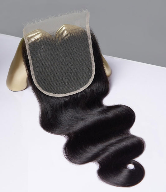 Mlip 5x5 HD Lace Closure Body Wave, 0.10mm Ultra Thin Invisible Swiss Lace, Skinlike Real HD Lace Melt into Skin Perfectly, Pre-plucked Natural Hairline, Raw Indian Human Hair Natural Color
