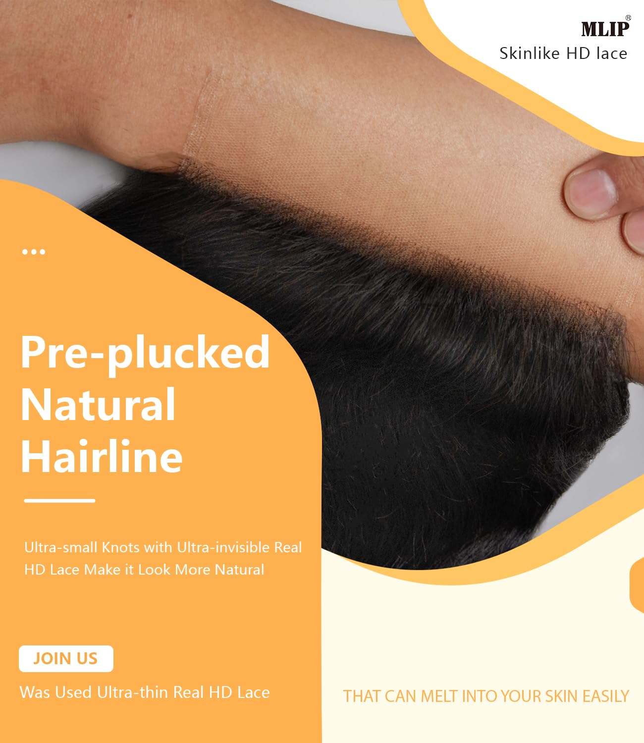 Mlip 5x5 HD Lace Closure Body Wave, 0.10mm Ultra Thin Invisible Swiss Lace, Skinlike Real HD Lace Melt into Skin Perfectly, Pre-plucked Natural Hairline, Raw Indian Human Hair Natural Color
