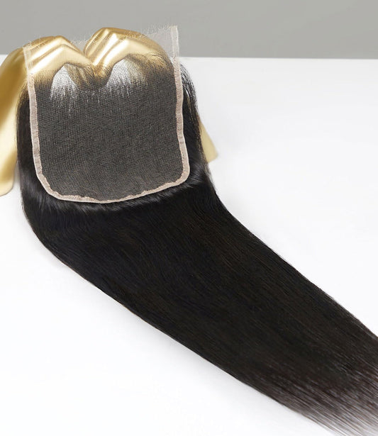 Mlip 5x5 HD Lace Closure Straight, 0.10mm Ultra Thin Invisible Swiss Lace, Skinlike Real HD Lace Melt into Skin Perfectly, Pre-plucked Natural Hairline, Raw Indian Human Hair  Natural Color