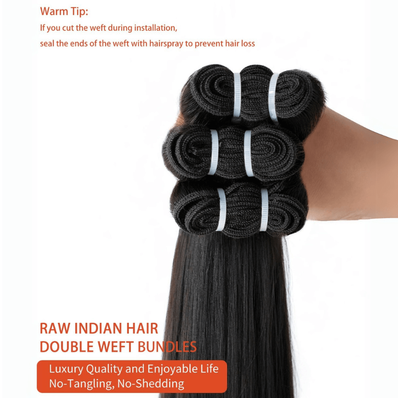 MLIP 4 Bundles Raw 15A Indian Hair Natural Black Highlight Brown Straight 100% Virgin Hair Bundles