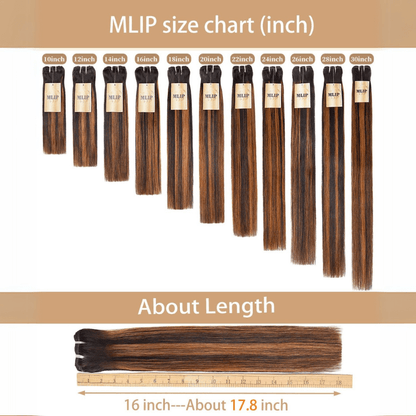 MLIP 4 Bundles Raw 15A Indian Hair Natural Black Highlight Brown Straight 100% Virgin Hair Bundles